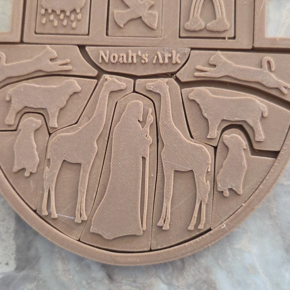 Hand Crafted Noah's Ark Beige Puzzle for Kids